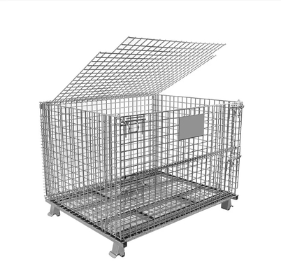 Stackable Steel Mesh Containers Foldable Powder Coating