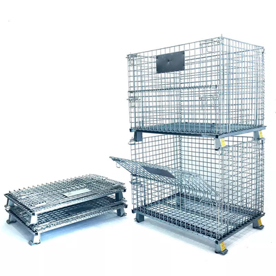 Workshop Storage Metal Wire Mesh Container Cage Galvanized / Powder Coated