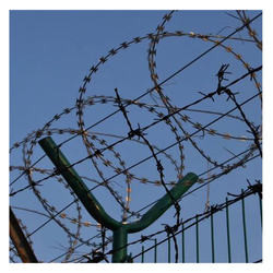 Y Post 2.5m Height Airport Security Fencing Powder Coated Razor Barbed Wire Anti Climb
