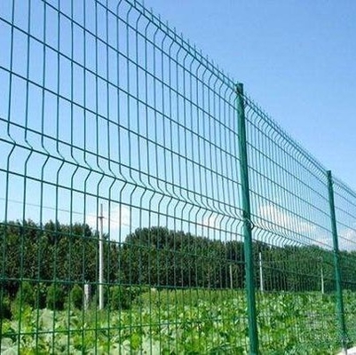 Green 3D Curvy Welded Wire Mesh Fence with peach posts