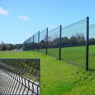 Galvanized Steel 3D Wire Mesh Fence With Square Post RAL 6005 Green