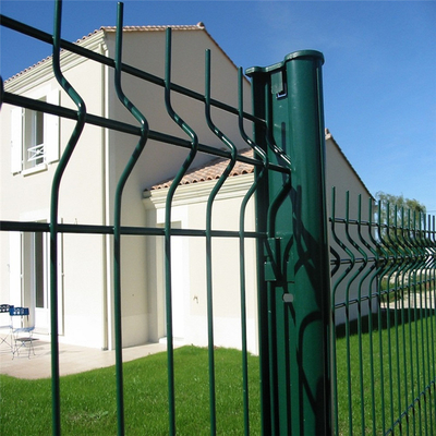 Square TL-63 Curved 3D Wire Mesh Fence Green PVC Coated
