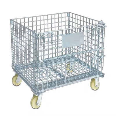 Hot Dipgalvanized Wire Mesh Container Durable Wire Metal Storage Cage With Wheels