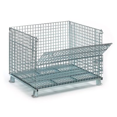 Hot Dipgalvanized Wire Mesh Container Durable Wire Metal Storage Cage With Wheels