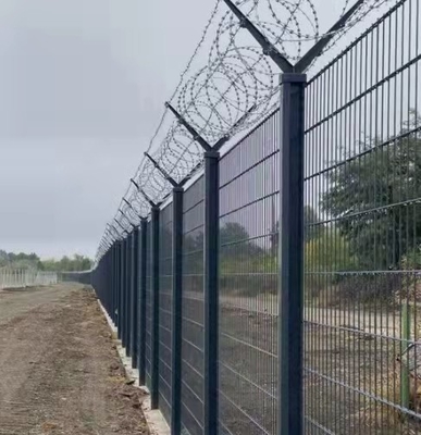 Double Wire Airport Security Fencing 1.2m 1.8m 2.0m Barbed Wire Fence