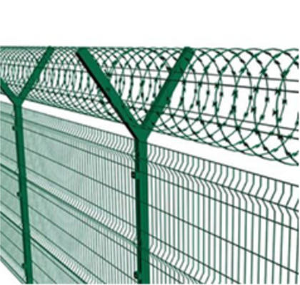 V Panel Gal PVC Coated Barbed Wire Airport Security Fencing H 2700mm 3200mm